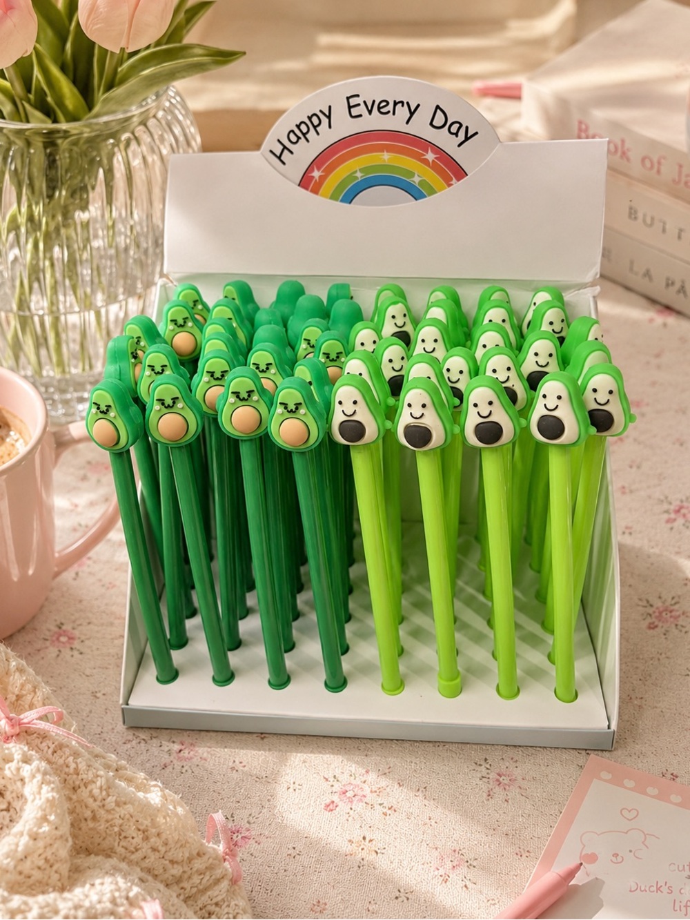 Lot 48 Cute Avocado Gel Ink Pens 0.5mm Black Ink stocking office gift kid bundle